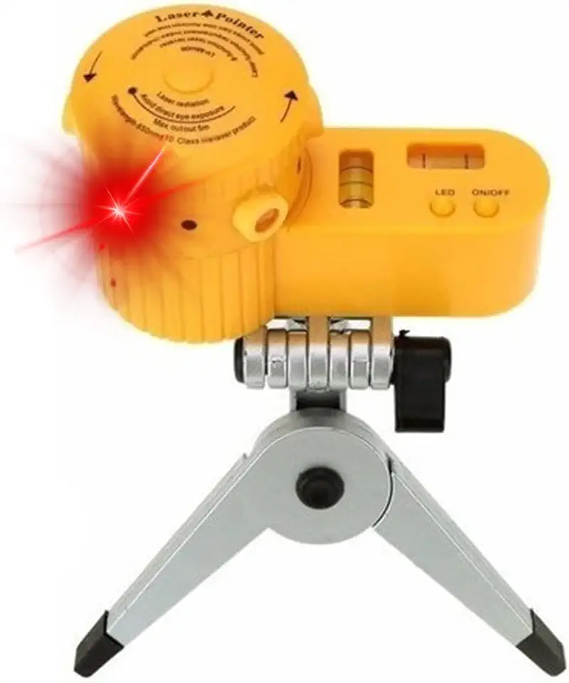 Nível Laser Nivelador Giratório Tripé ABS Profissional 360° Com 6 Modos Mini Tripé Marcenaria Engenharia LED Noturno Cruz Multifuncional PREMIUM ONYK