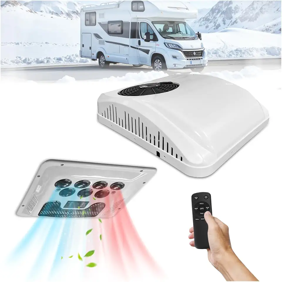 Treeligo Ar-condicionado de Teto para Motorhome de 24V 10000 BTU, Kit de Ar-condicionado CC de 24 Volts Ultra-silencioso, Ideal para Motorhomes, Caminhões, Campistas, Reboques e Caravanas