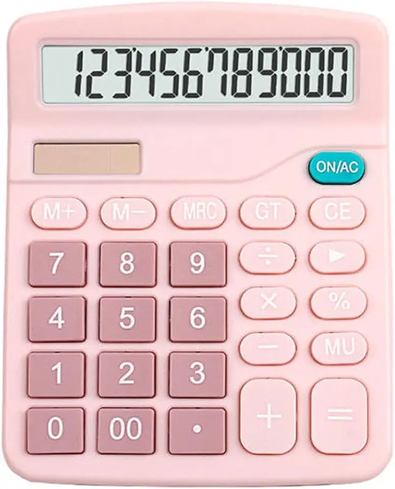 Calculadora de Mesa Rosa Visor Grande 12 Dígitos Solar E Pilha Dexin-837b