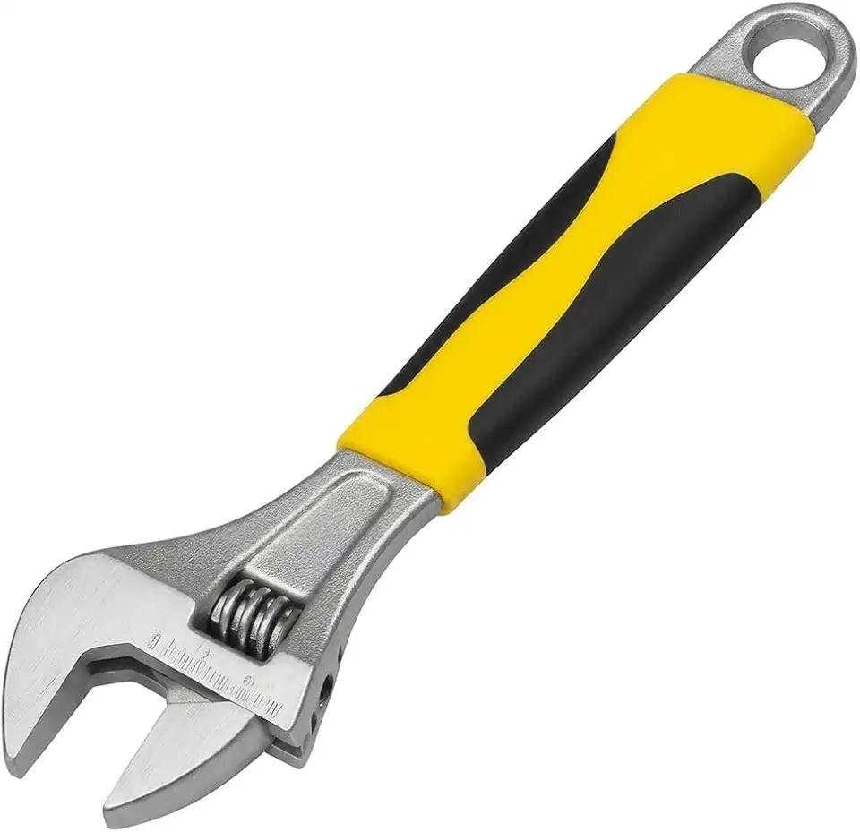 Chave Ajustável Profissional 8'' para Porca e Parafuso - Inglesa Regulável Manual com Cabo Ergonômico Antiderrapante, Abertura Ajustável, Marcação de Medida, Corpo em Aço de Alta Resistênci, Orifício
