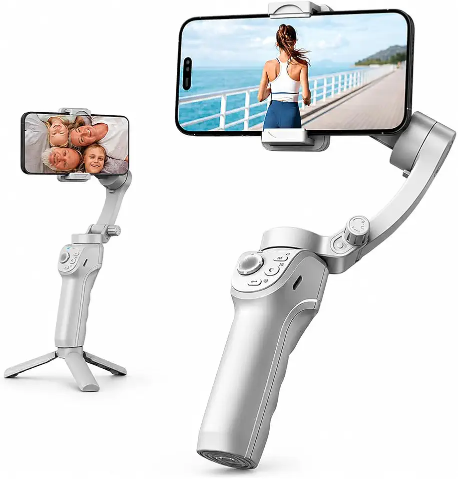 Estabilizador Para Celular Gimbal 3 Eixos com Tripé Com App Luz Integrada Estabilizador Câmera 360 Compatível Com iPhone Android Ios