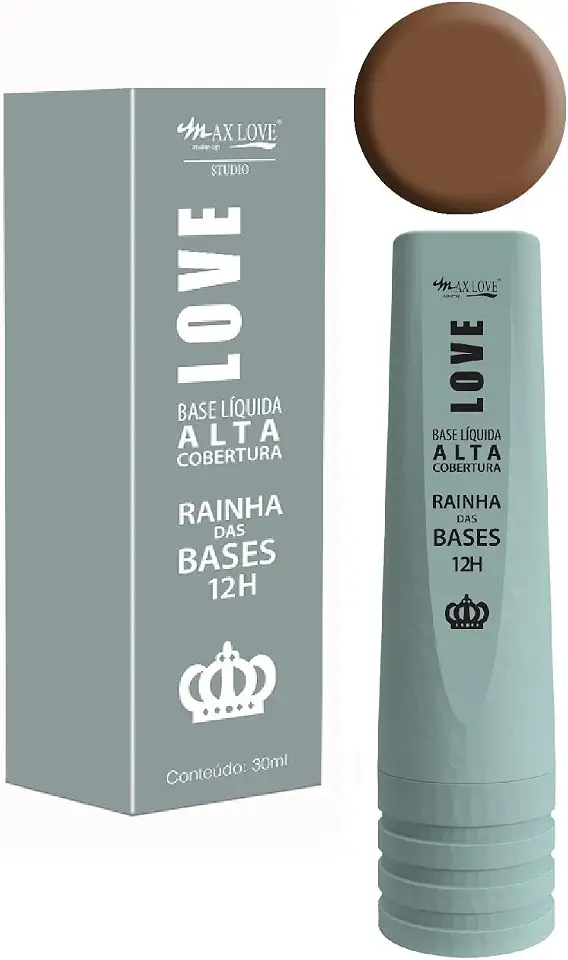 Base Líquida Max Love Alta Cobertura Rainha Das Bases - 12 Horas, Acabamento Matte, Cor 617, Maquiagem Longa Duração