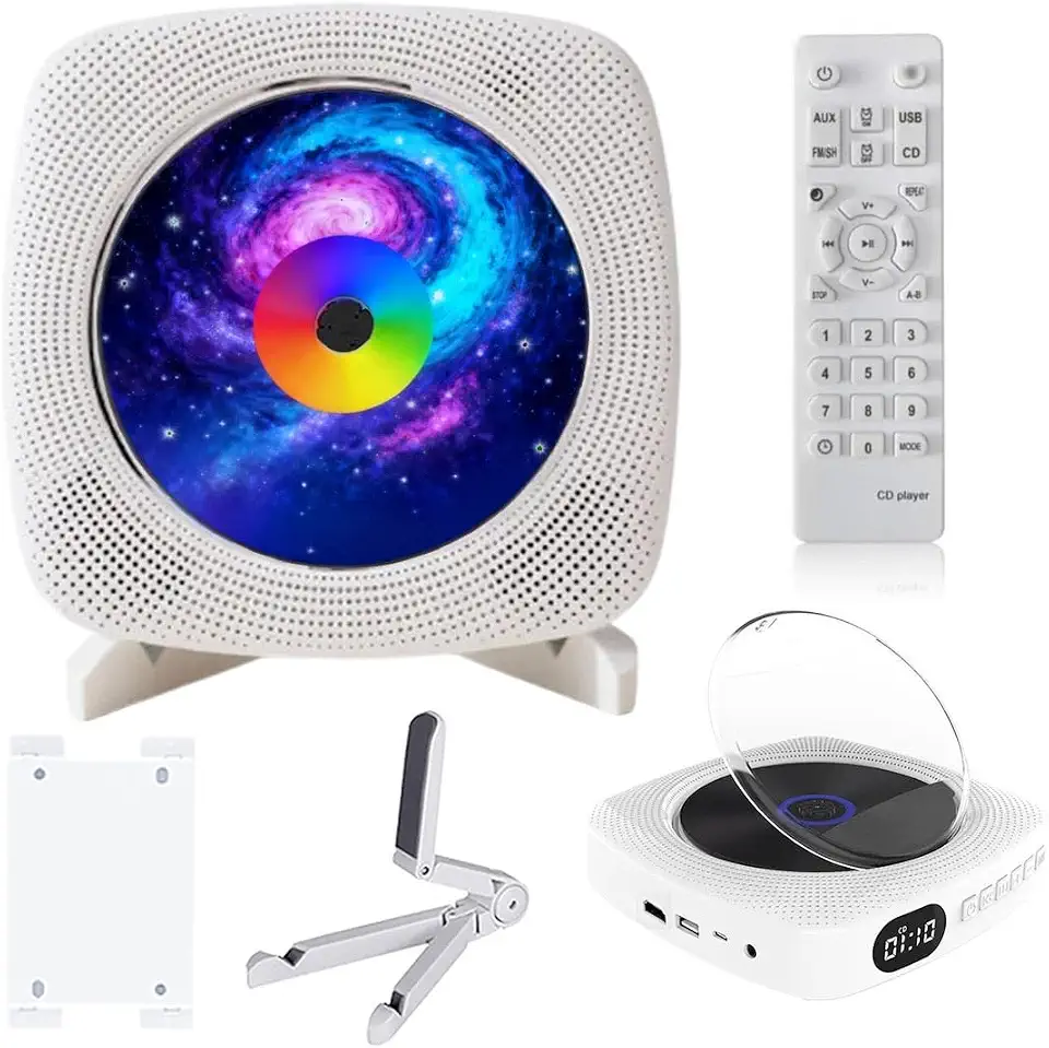 Leitor de DVD para TV, Leitor de CD Portátil com Bluetooth, CD DVD Player Multifuncional, Alto-Falantes Duplos Integrados, cabos HDMI e AV