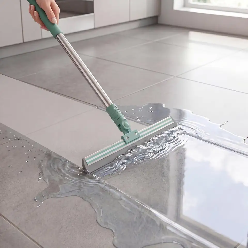 Rodo de Silicone Multiuso 50cm com Cabo Extensível e Cabeça Giratória 180° Puxa Água para Piso, Vidro, Box, Janela, Azulejo, Bancada, Banheiro e Cozinha