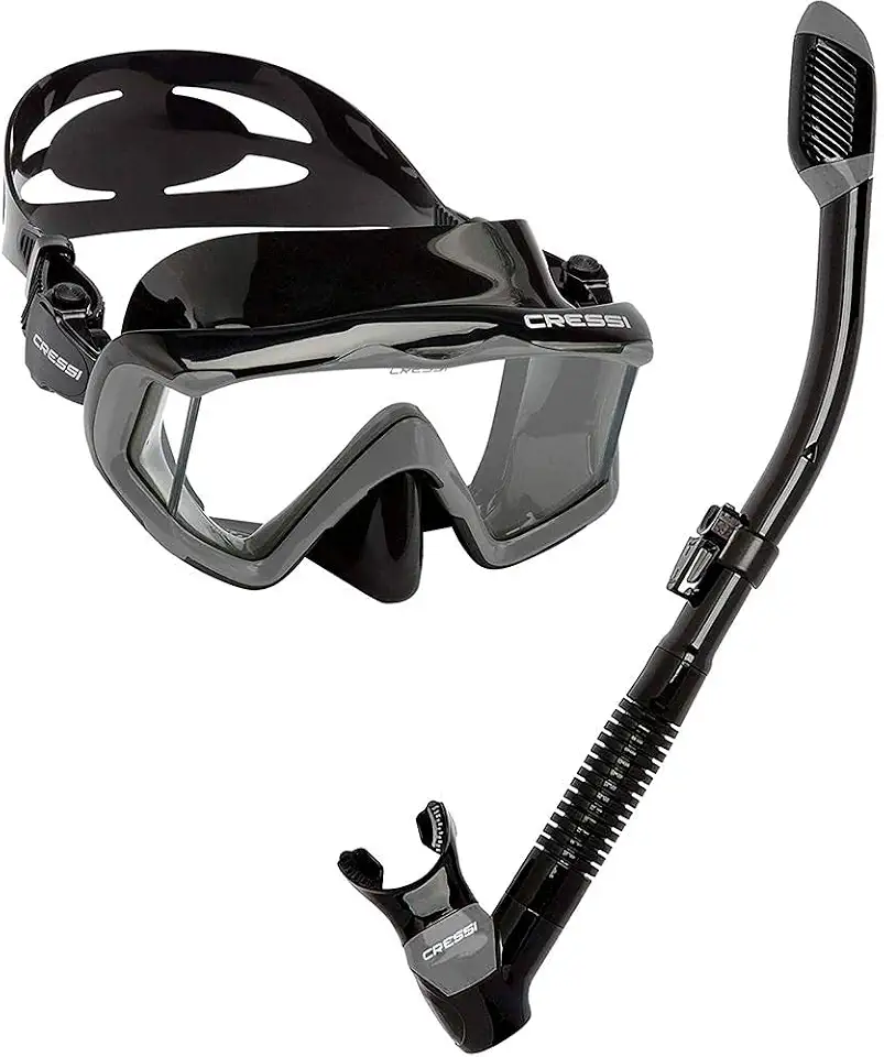 Cressi Máscara panorâmica de visão ampla e kit de snorkel seco para mergulho com snorkeling, mergulho | Pano 3 e Supernova Dry: projetado na Itália
