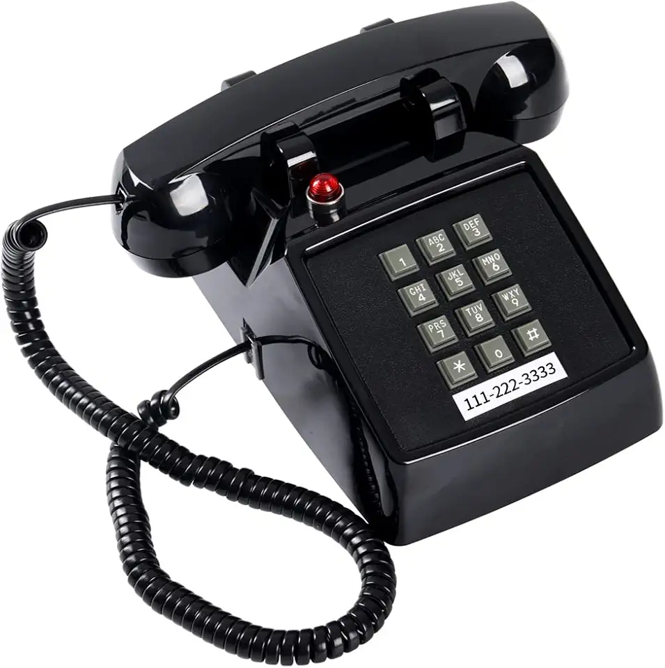 HTMengt Telefone fixo retrô tradicional (indicador de toque), aparelho auditivo analógico clássico 2500 para idosos, telefone de mesa vintage com fio para botão grande de telefone fixo, telefone