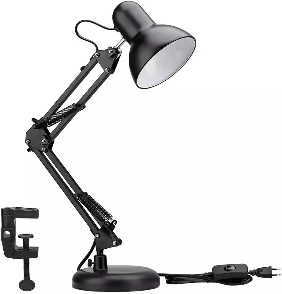 Luminária Articulada De Mesa Abajur Modelo Pixar Com Base E Garra (PRETO)
