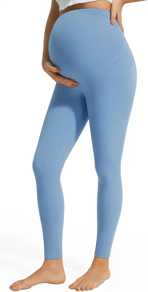 Leggings de maternidade sobre a barriga com bolsos leggings de gravidez não transparentes para treino