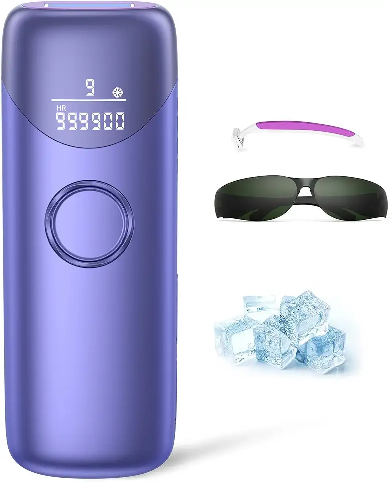 Ubroo Depilação A Laser Com Resfriamento 5°C, Dispositivo De Ipl Indolor, 3 Em 1, Máquina Doméstica Para Mulheres E Homens, Depilador Permanente Por Eletrólise No Rosto Corpo (Roxo)