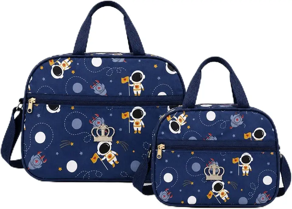Kit Bolsa Maternidade 2 Pecas Mala e Frasqueira Estampa Dinossauro Premium Impermeavel Divisorias Alca Ajustavel Enxoval de Bebe Luxo Resistente Versatil para Viagens e Passeios
