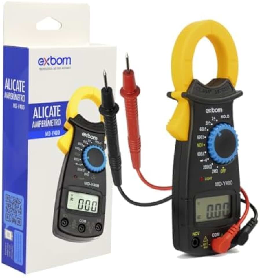 Alicate Amperímetro Digital – True RMS, LCD Grande, Bip de Continuidade, Auto Range e Medição AC/DC até 200 A