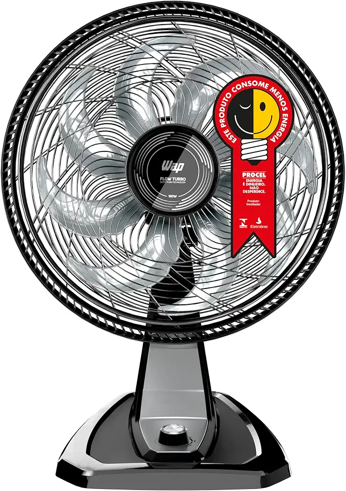 WAP Ventilador de Mesa e Parede 50cm FLOW TURBO, Tecnologia Silenciosa e Econômica, 8 Pás e 3 Velocidades, 180W 127V