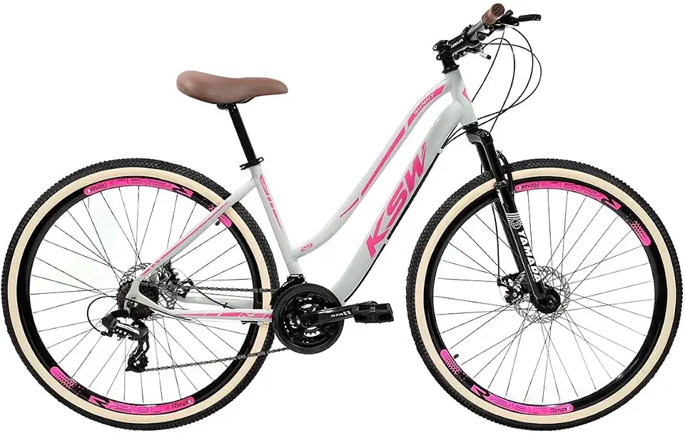 Bicicleta Feminina Aro 29 KSW Sunny em Aluminio Retrô Rebaixada em Aluminio 6061 Freio a Disco Garfo de Suspensão 80mm