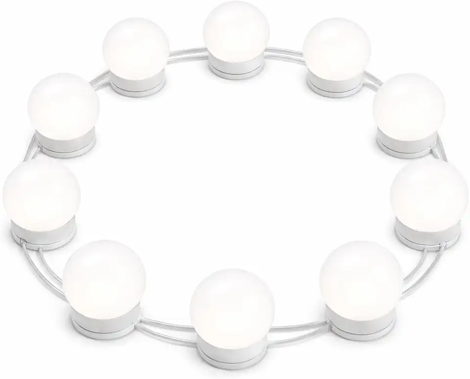 Luzes LED para Penteadeira com 10 Lâmpadas Dimerizáveis, 3 Temperaturas de Cor, Brilho Ajustável de 10%–100%, Alimentação USB – Iluminação Profissional para Maquiagem e Vestiário | Storeasy