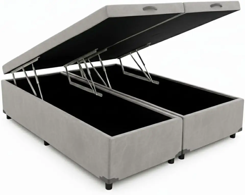 Cama Box Baú Casal Bipartido 69 Diversas Cores (138x188x42) (Corino Cinza)