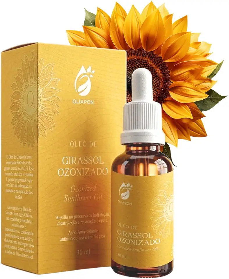 Óleo de Girassol Ozonizado 30ml Oliapon - Hidratação, Proteção e Cicatrização Natural para Pele e Cabelos (1)