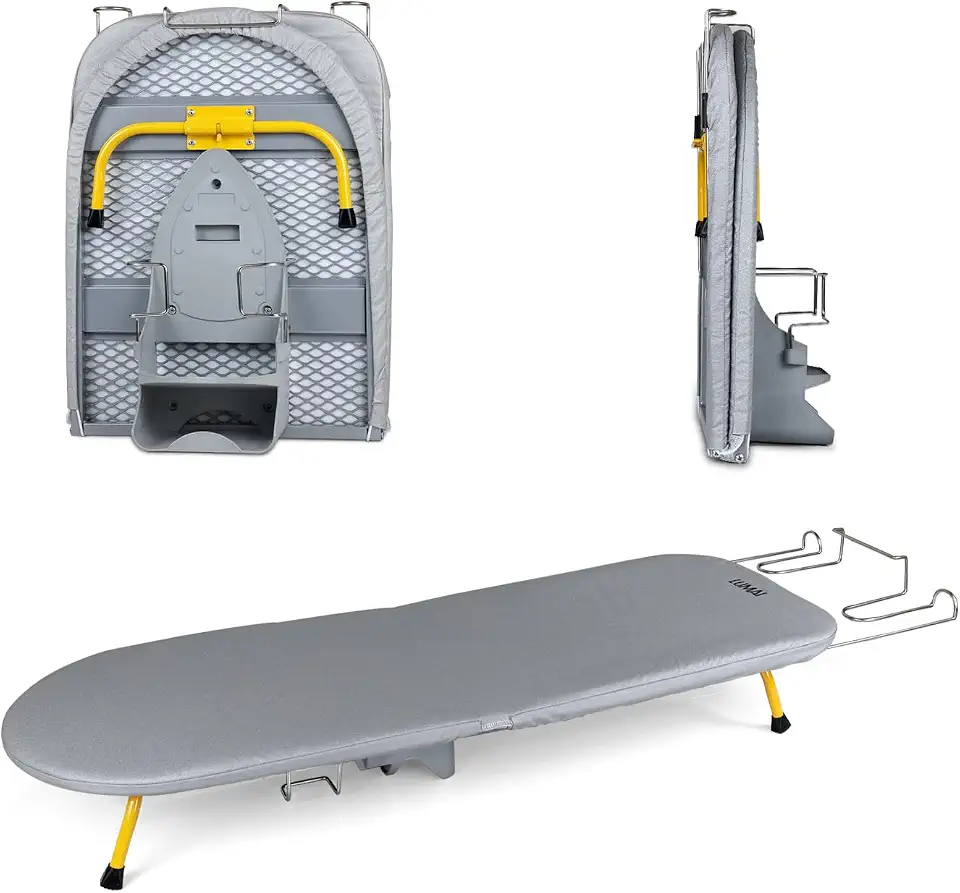 LUMAI Tábua De Passar Ferro De Mesa Portátil Dobravel com 89cm Passadeira Com Suporte Para O Ferro e Para Pendurar e Armazenar Parede - Estrutura Premium - Aproveitamento de Espaço