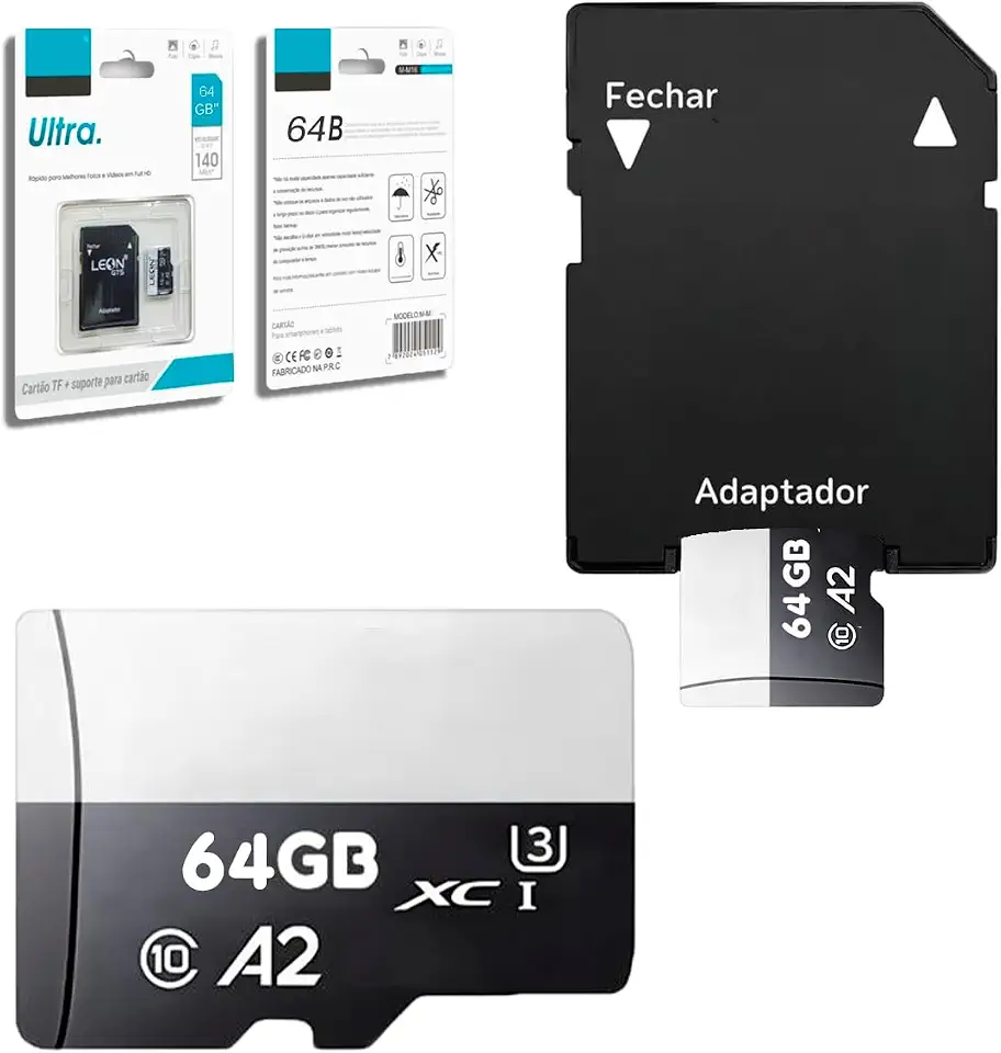 Cartão De Memória 64GB Original Com Adaptador Micro Full Hd - Velocidade 140MB/s ® (64, GB)