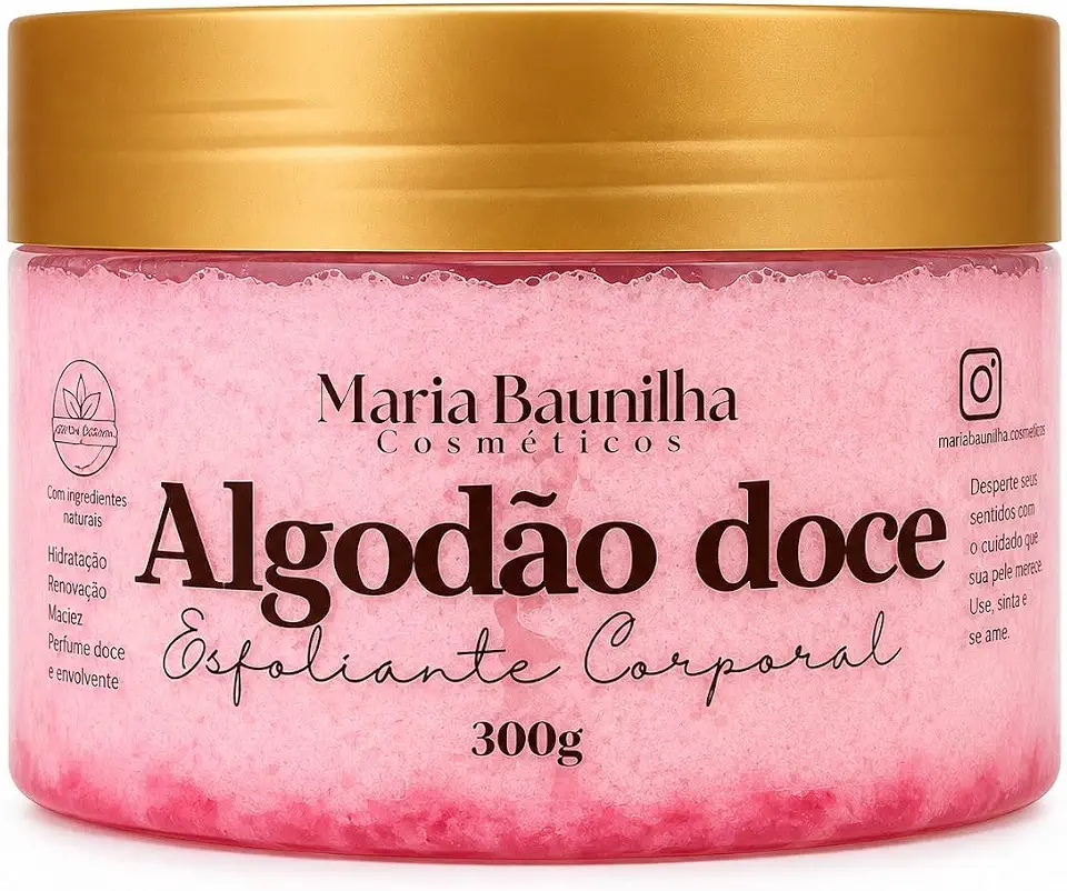 Esfoliante Corporal Algodão Doce 300g - Hidratação, Perfume Doce e Pele Macia | Maria Baunilha Cosméticos (Algodão doce)