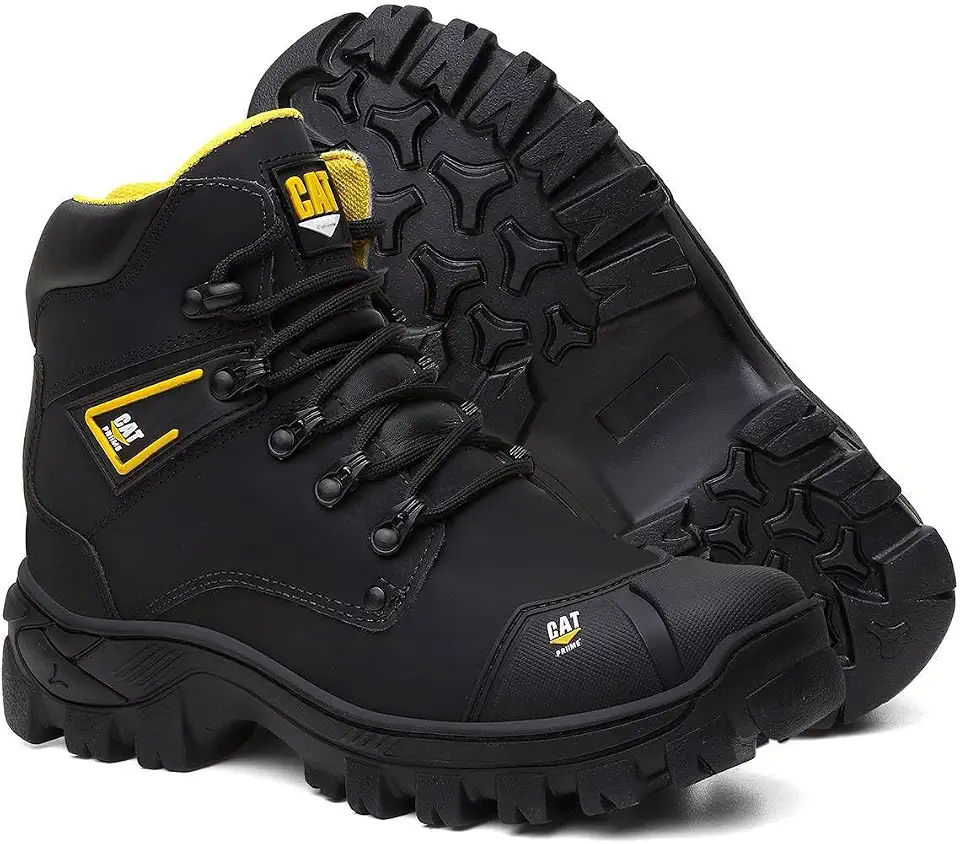 Bota Masculina Em Couro Para Trabalho Com Bico PVC e C.A