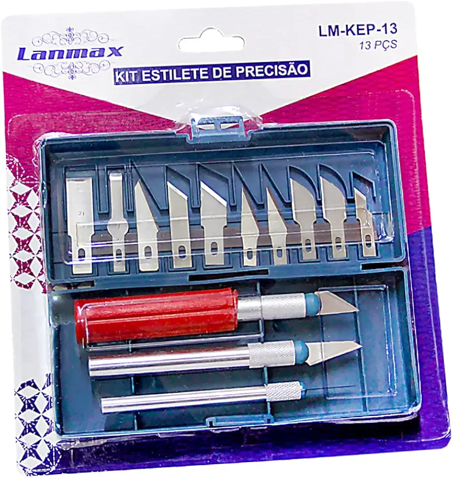 Kit Estilete Bisturi de Precisão 16 Peças Tipo Bisturi com Estojo Magnético Artesanato Artesão Modelismo Aeromodelismo