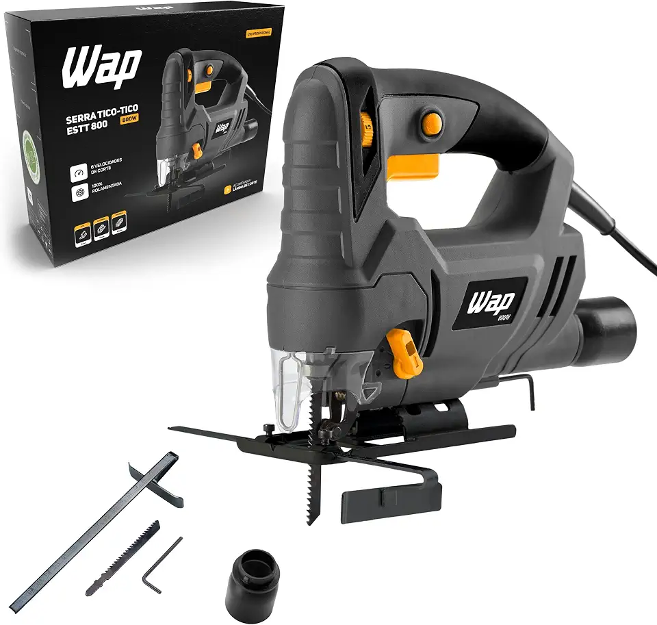 WAP Serra Tico Tico ESTT 800 para Cortes Curvos e Retos, com 6 Níveis de Velocidades, 800W 220V