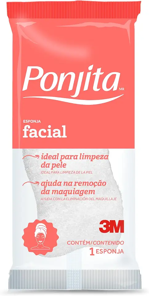 Ponjita, 3M, Esponja Facial Suave, Branca