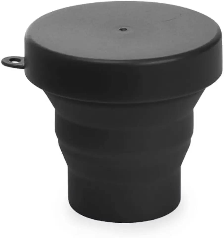 Copo Retrátil de Silicone, 150ml, com Tampa e Argola para Chaveiro, 7,1 x 8,5 cm (Preto)