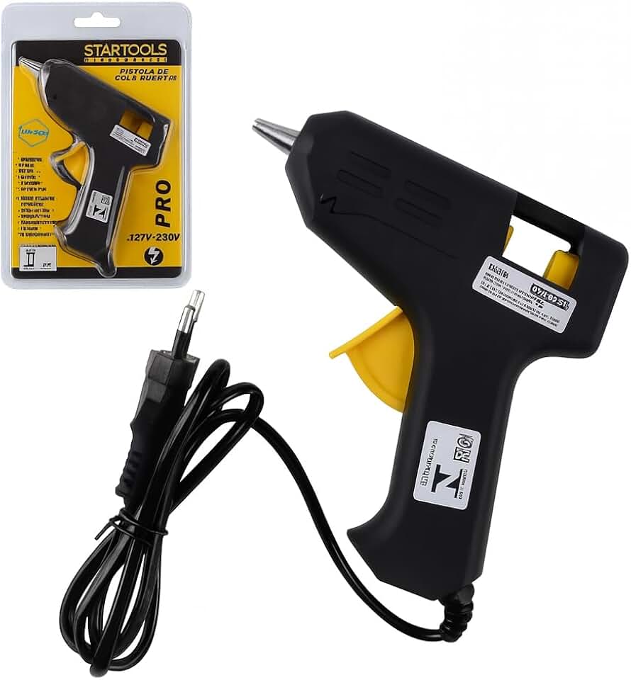 Pistola de Cola Quente Profissional, Bivolt 127V-220V, 8W, Design Ergonômico, para Artesanato, Flores Artificiais, Miniaturas e Reparos, com Certificação INMETRO
