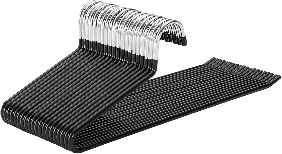 SONGMICS Cabides para Calças que Economizam Espaço, Antideslizantes, Kit com 20 Unidades, Design Aberto, Multifuncional, 38 x 0,5 x 13 cm, Preto BRCRI004-20