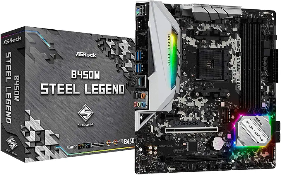 Placa Mãe AM4/USB 3.1/Type-C/Displayport, HDMI, ASRock, B450M Steel Legend