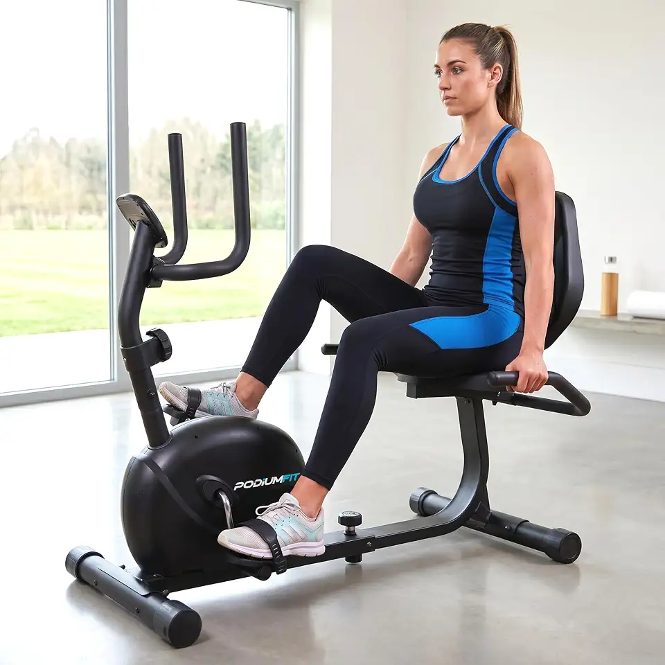 Bicicleta Ergométrica Horizontal PodiumFit H100a Magnética 8 cargas