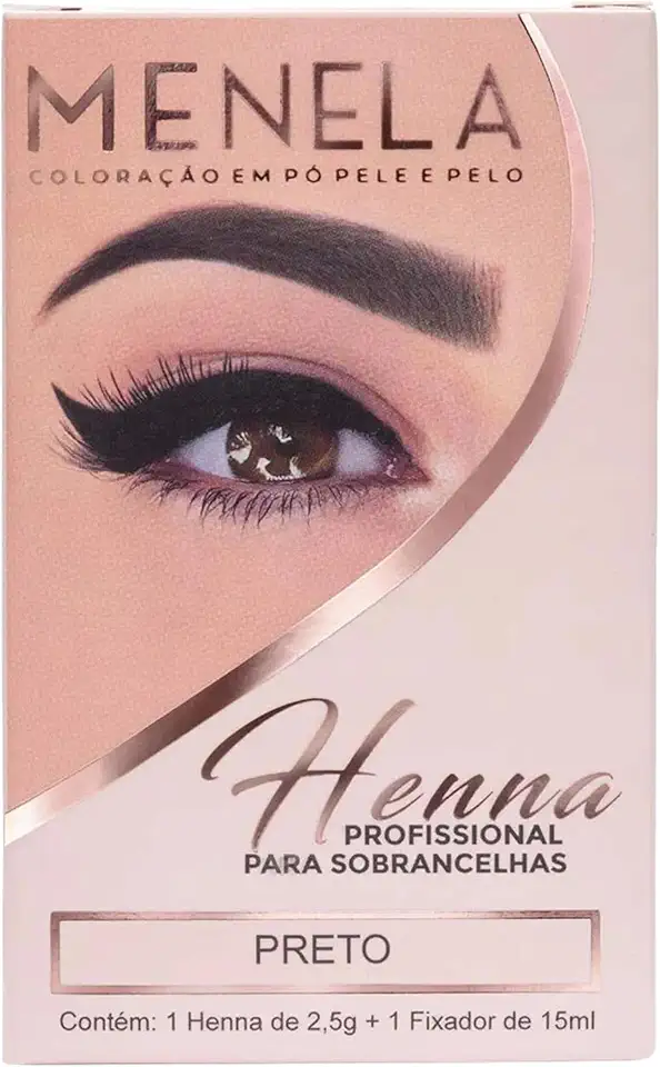 Kit 3 Henna para Sobrancelhas Menela Profissional com Fixador Cores Preta Castanho e Loiro (Preto 1)