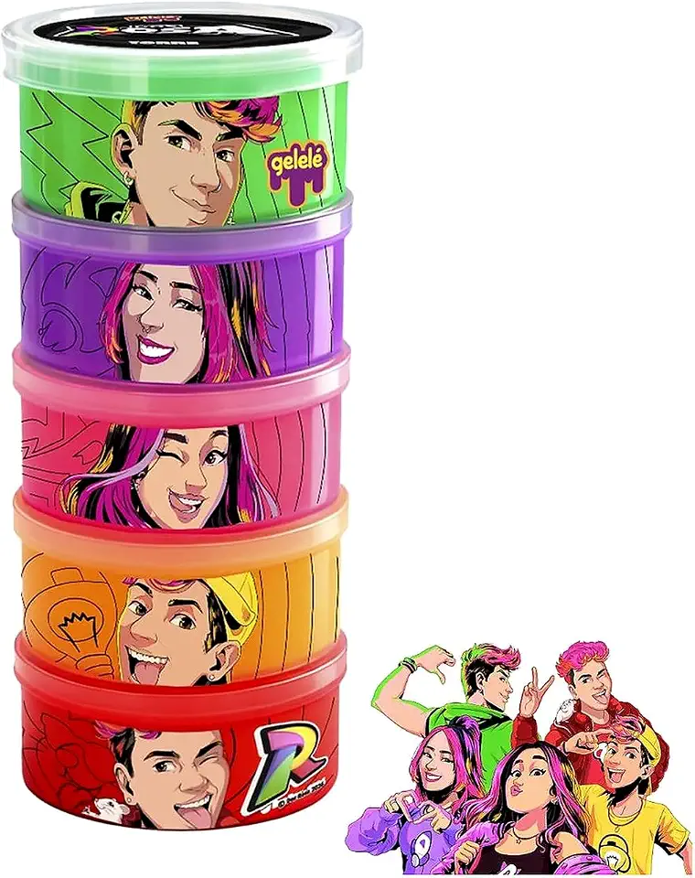 Kit Slime Torre 5 Potinhos Gelelé Dos Rosa Youtubers 330g Original