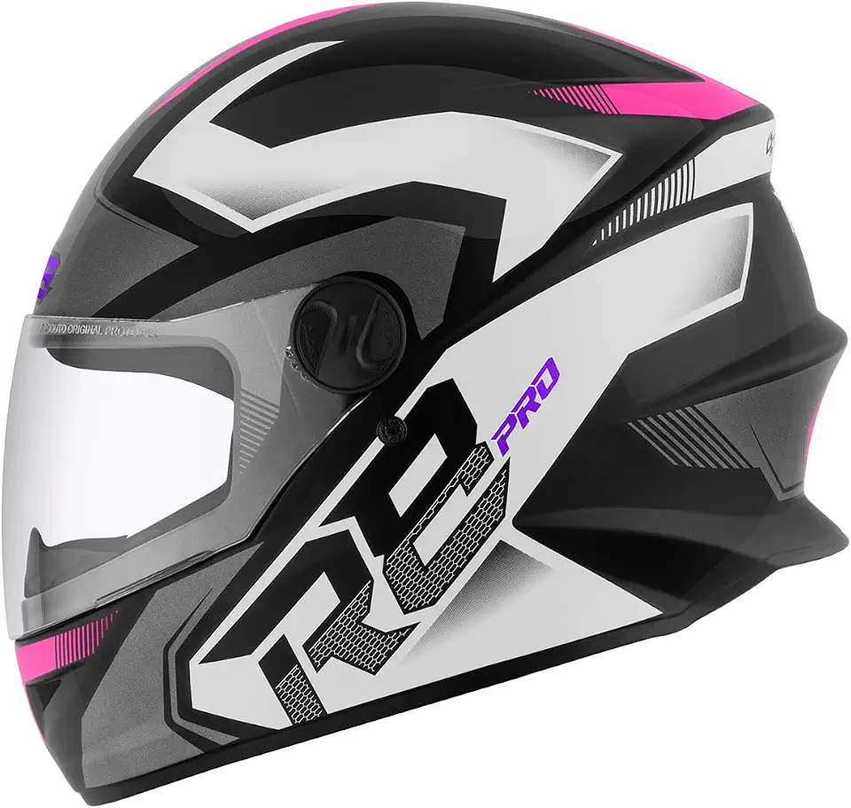 CAPACETE FECHADO PRO TORK R8 PRO BRILHANTE PRETO - ROSA TAM. 56