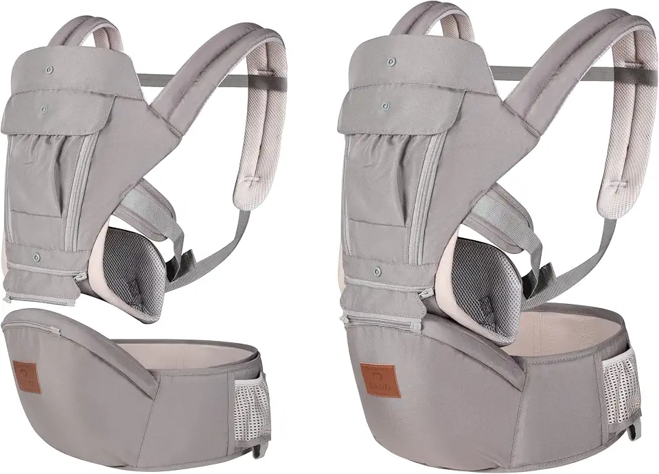 Canguru Ergonômico Bebê 12 Posições Cinza Com Assento 3 Em 1