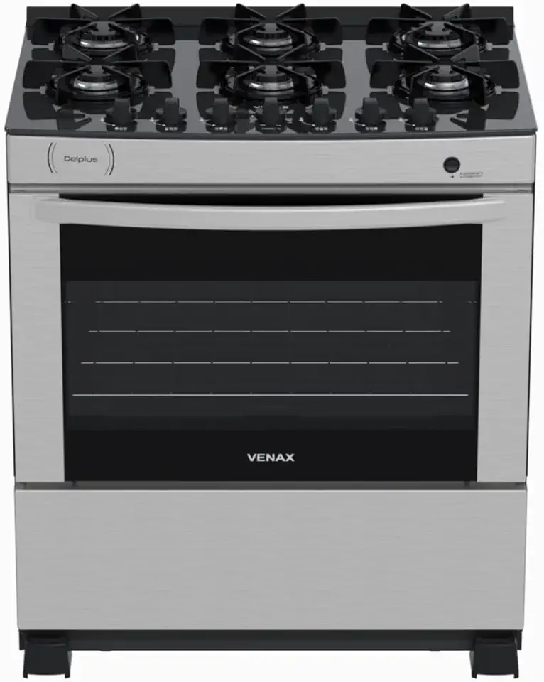 Fogao 6 Bocas Venax Delplus Vitreo Bl Inox Gas Glp