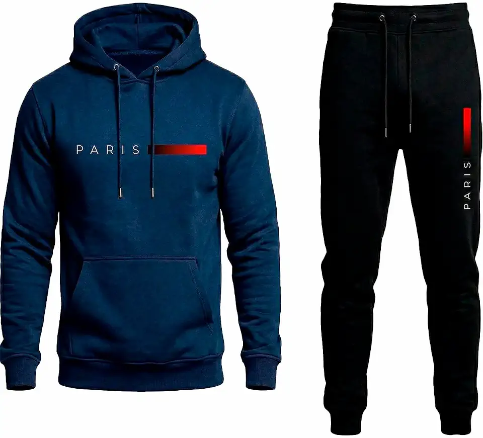 Conjunto Moletom Masculino Paris Blusa de Frio Canguru e Calça Moletom Macia C/Bolsos