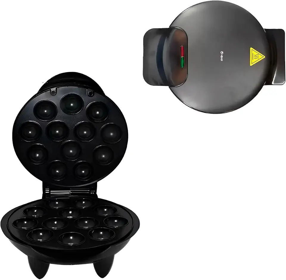 Máquina de Cake Pop Antiaderente, 12 Cavidades de 4cm, 1000W, 220V, Preta