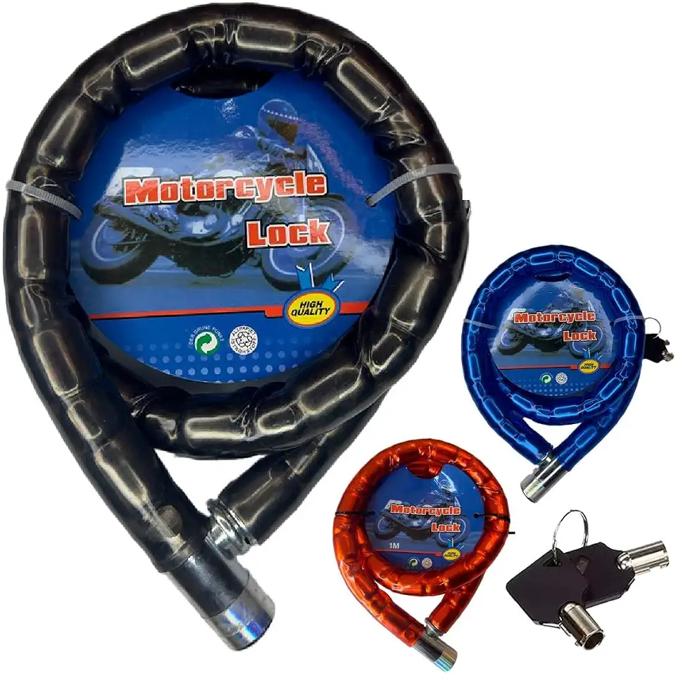 Cadeado Articulado 100cm 22mm Aço Reforçado para Moto Bicicleta Bike Portão Trava Segurança Antifurto Corrente Grossa Alta Resistência Uso Externo e Residencial