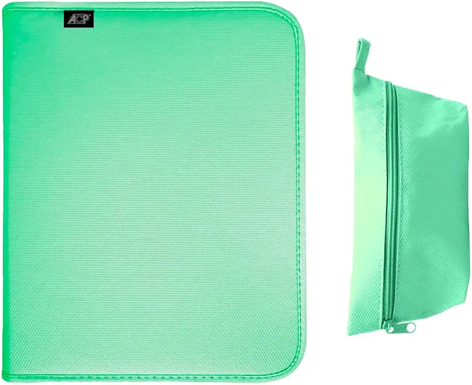 Fichário Escolar, Sweet, com Zíper, Verde com Estojo + Divisórias, 96 Folhas, ACP