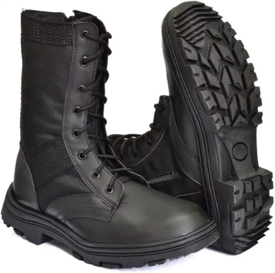 Bota Coturno Militar Com Ziper E Cadarço Couro Extra Leve Conforto e Segurança