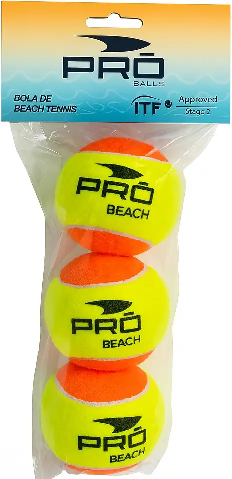 Pro Beach Bolas de Beach Tennis Stage 2, Kit com 3 Unidades, 10 cm, Laranja e Amarelo