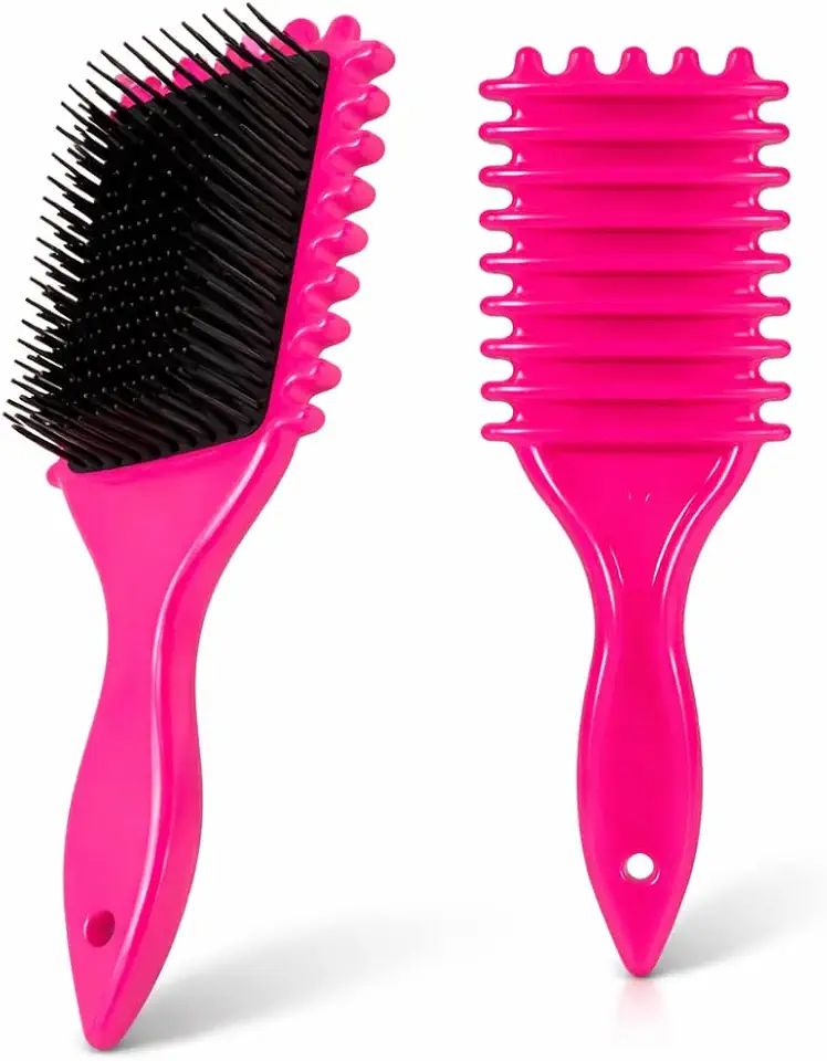 Escova de Fitagem Profissional Premium para Cachos e Ondas | Definição Sem Frizz | Desembaraça Sem Quebrar | Raquete com Separador de Mechas | Ideal para Cabelos Cacheados, Crespos e Ondulados | Cores Sortidas