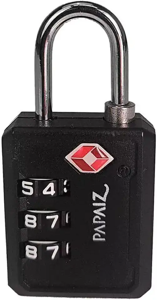 Cadeado Com Segredo Numérico 3 Dígitos Tsa Zamac 30pl Papaiz (Preto)