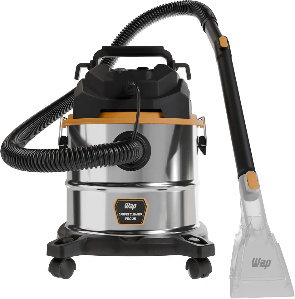 WAP Extratora e Aspirador Barril WAP CARPET CLEANER PRO 25 1700W 2250mmH20 Com 8m de Alcance e Acabamento em Inox (127, Volts)