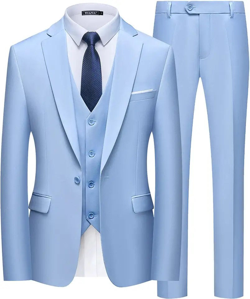Terno Slim Fit Masculino Um Botão 3 Peças Blazer Vestido Negócios Festa de Casamento Colete e Calça