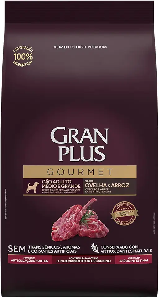 Granplus Ração Granplus Gourmet Para Cães Adultos De Médio E Grande Porte Sabor Ovelha 15Kg