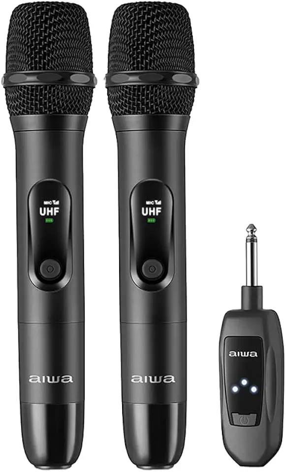 MICROFONE AIWA PRETO SEM FIO WIRELESS AWS-MIC-01 BIVOLT