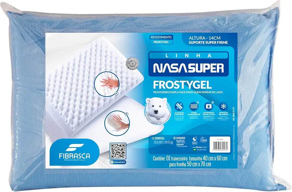 Travesseiro Nasa frio super frostygel alto - p/fronhas 50x70cm - Fibrasca, BRANCO